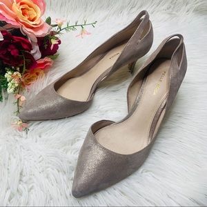 PELLE MODA Tan Suede Shimmer Heels Size 9.5